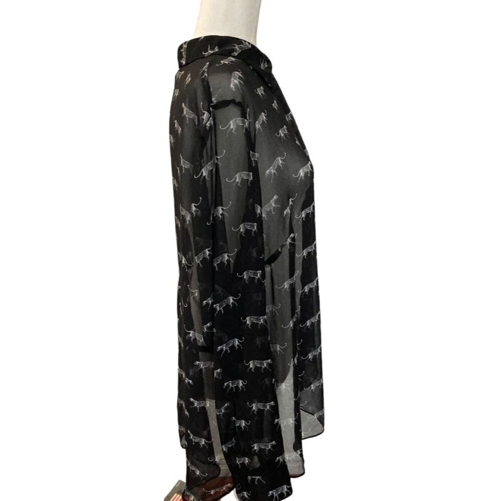 Lane Bryant Sheer Cheetah Print Button Up High Low Blouse Size 22/24 - Picture 5 of 8